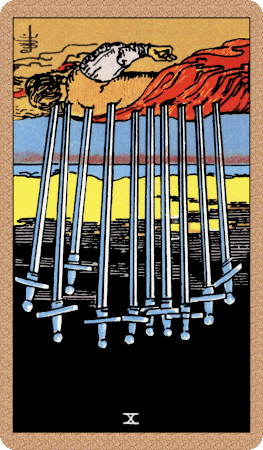 Ten of Swords Tarot Card Reversed