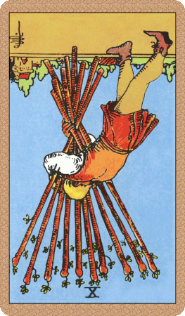 Ten of Wands Tarot Card Reversed