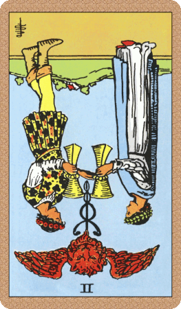 Two of Cups Tarot Card Reversed