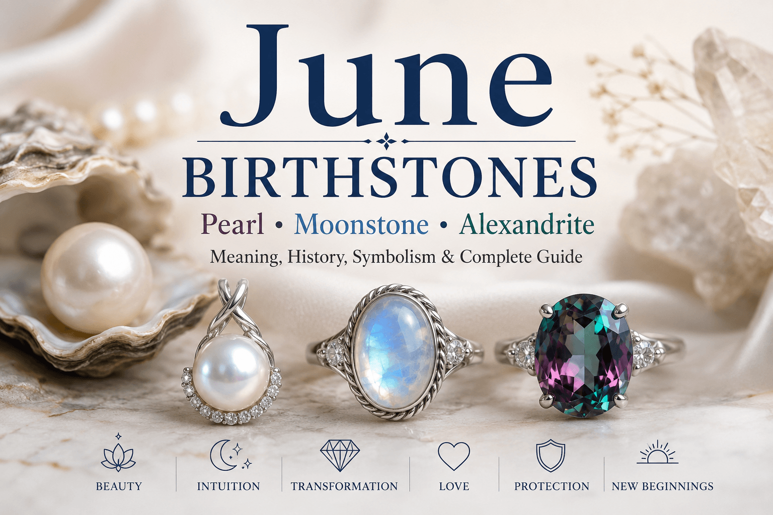 June Birthstone: Meaning, History, Symbolism, and Complete Guide to Pearl, Moonstone & Alexandrite